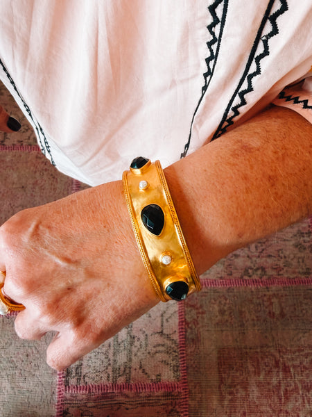 Cannes Statement Hinge Bangle Obsidian