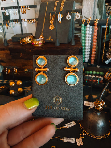 Bamboo Midi Earring Iridescent Bahamian Blue