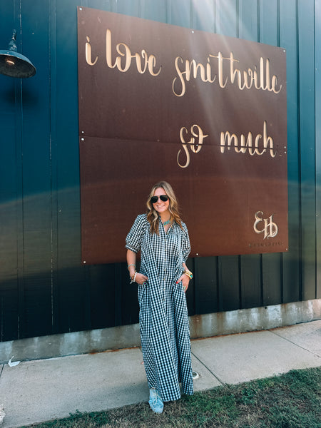 Navy Gingham Oasis Dress