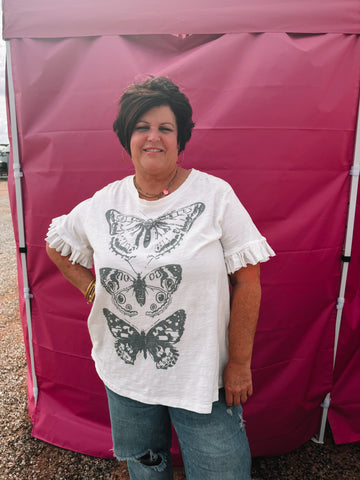 Ruffle Sleeve Butterfly Tee