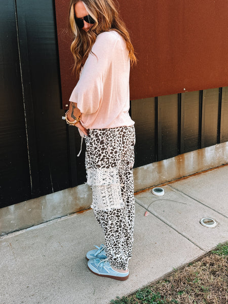 Cream choco leopard joggers