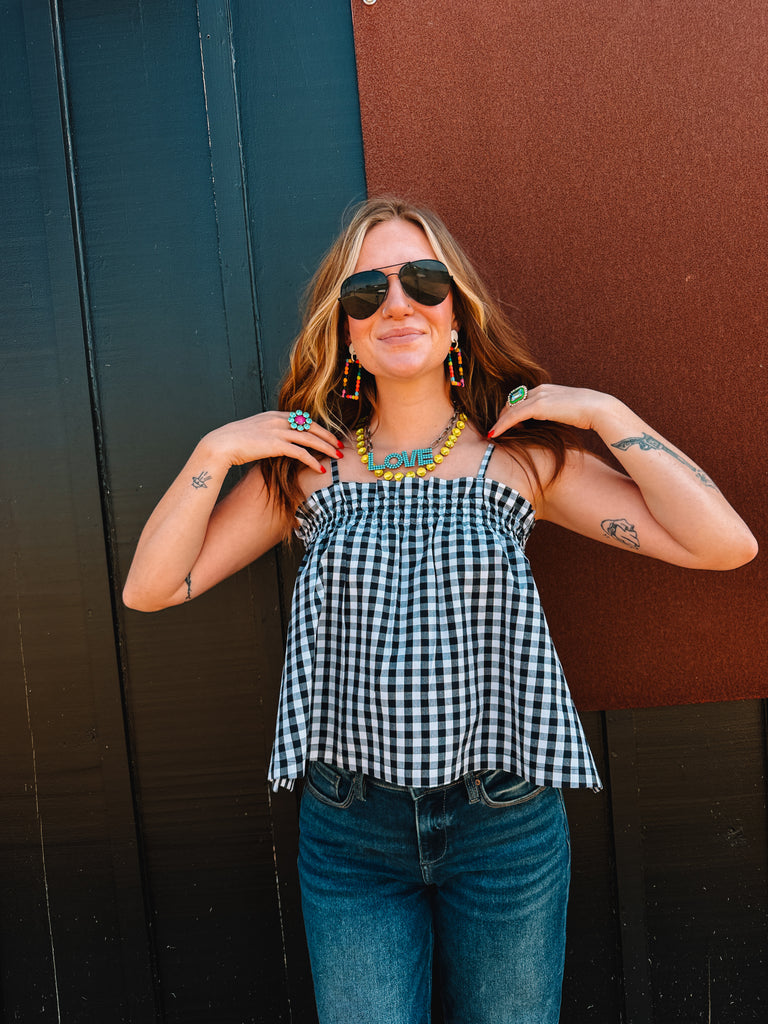 Navy Gingham Daphne Top