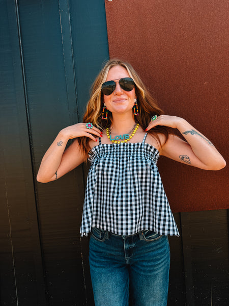 Navy Gingham Daphne Top