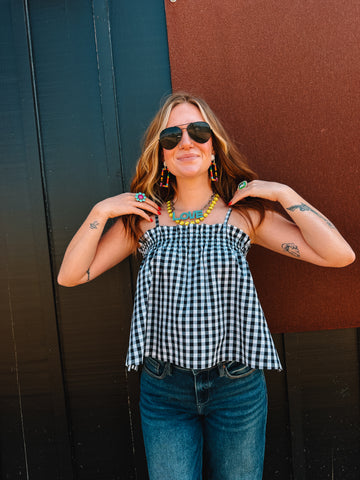 Navy Gingham Daphne Top