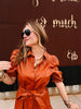 Collar Neck Puff Sleeve Mini Dress