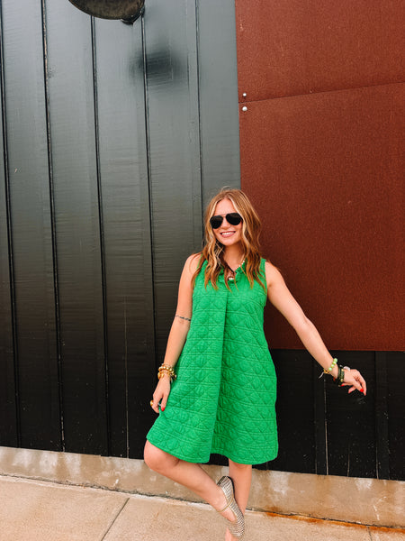 Entro Kelly Green Quilted Dress