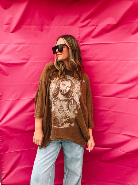 Brown Sacred Heart Tee