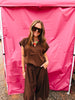 Brown Shirring Top