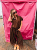 Brown Shirring Top