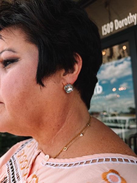 TOVA Nikki Studs in Aqua Champagne
