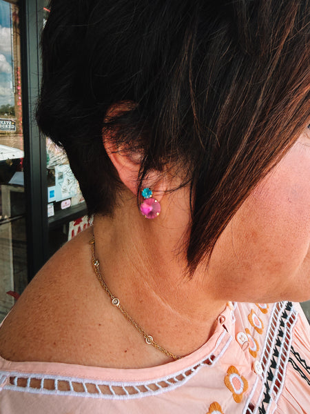 TOVA Baby Maegan Earrings in Fuchsia Matte
