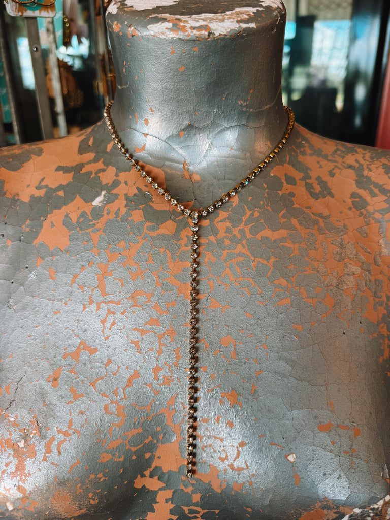 TOVA Kassandra Necklace in Antique Gold Clear